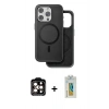 MARSİLYAN™- iPhone 15 Pro Max Kılıf Pusula Işık Koleksiyonu - Siyah Polymer Nano Ekran Koruyucu + PVD Metal Kamera Lens - TU