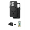 MARSİLYAN™- iPhone 15 Pro Max Kılıf Pusula Işık Koleksiyonu - Siyah Polymer Nano Ekran Koruyucu + Raze Metal Kamera Lens - TMGI