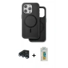 MARSİLYAN™- iPhone 15 Pro Max Kılıf Pusula Işık Koleksiyonu - Siyah Polymer Nano Ekran Koruyucu + Raze Metal Kamera Lens - LT