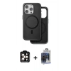MARSİLYAN™- iPhone 15 Pro Max Kılıf Pusula Işık Koleksiyonu - Siyah Vanessa Magic Cam + PVD Metal Kamera Lens - TU