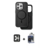 MARSİLYAN™- iPhone 15 Pro Max Kılıf Pusula Işık Koleksiyonu - Siyah Vanessa Magic Cam + PVD Metal Kamera Lens - GI