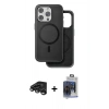 MARSİLYAN™- iPhone 15 Pro Max Kılıf Pusula Işık Koleksiyonu - Siyah Vanessa Magic Cam + Raze Metal Kamera Lens - TMGI