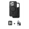 MARSİLYAN™- iPhone 15 Pro Max Kılıf Pusula Işık Koleksiyonu - Siyah Vanessa Magic Hayalet Cam + PVD Metal Kamera Lens - GI