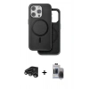 MARSİLYAN™- iPhone 15 Pro Max Kılıf Pusula Işık Koleksiyonu - Siyah Vanessa Magic Hayalet Cam + Raze Metal Kamera Lens - TMGI