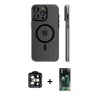 MARSİLYAN™- iPhone 15 Pro Max Kılıf Pusula Minimal Koleksiyonu - Şeffaf 360 Full Body Arka Koruyucu + PVD Metal Kamera Lens - TU