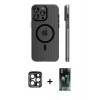 MARSİLYAN™- iPhone 15 Pro Max Kılıf Pusula Minimal Koleksiyonu - Şeffaf 360 Full Body Arka Koruyucu + PVD Metal Kamera Lens - LT