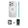 MARSİLYAN™- iPhone 15 Pro Max Kılıf Pusula Minimal Koleksiyonu - Şeffaf 360 Full Body Arka Koruyucu + PVD Metal Kamera Lens - GS