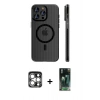 MARSİLYAN™- iPhone 15 Pro Max Kılıf Pusula Minimal Koleksiyonu - Şeffaf 360 Full Body Arka Koruyucu + PVD Metal Kamera Lens - GS