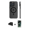 MARSİLYAN™- iPhone 15 Pro Max Kılıf Pusula Minimal Koleksiyonu - Şeffaf 360 Full Body Arka Koruyucu + Raze Metal Kamera Lens - SH