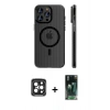 MARSİLYAN™- iPhone 15 Pro Max Kılıf Pusula Minimal Koleksiyonu - Şeffaf 360 Full Body Arka Koruyucu + PVD Metal Kamera Lens - SH
