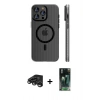 MARSİLYAN™- iPhone 15 Pro Max Kılıf Pusula Minimal Koleksiyonu - Şeffaf 360 Full Body Arka Koruyucu + Raze Metal Kamera Lens - TMGI