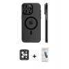 MARSİLYAN™- iPhone 15 Pro Max Kılıf Pusula Minimal Koleksiyonu - Şeffaf Pasifik Cam Ekran Koruyucu + PVD Metal Kamera Lens - GI