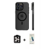 MARSİLYAN™- iPhone 15 Pro Max Kılıf Pusula Minimal Koleksiyonu - Şeffaf Pasifik Cam Ekran Koruyucu + PVD Metal Kamera Lens - TU