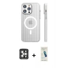 MARSİLYAN™- iPhone 15 Pro Max Kılıf Pusula Minimal Koleksiyonu - Şeffaf Pasifik Cam Ekran Koruyucu + PVD Metal Kamera Lens - GI