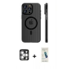 MARSİLYAN™- iPhone 15 Pro Max Kılıf Pusula Minimal Koleksiyonu - Şeffaf Pasifik Cam Ekran Koruyucu + PVD Metal Kamera Lens - GS