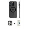 MARSİLYAN™- iPhone 15 Pro Max Kılıf Pusula Minimal Koleksiyonu - Şeffaf Pasifik Cam Ekran Koruyucu + PVD Metal Kamera Lens - GS