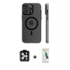 MARSİLYAN™- iPhone 15 Pro Max Kılıf Pusula Minimal Koleksiyonu - Şeffaf Pasifik Cam Ekran Koruyucu + PVD Metal Kamera Lens - TU