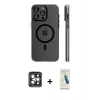 MARSİLYAN™- iPhone 15 Pro Max Kılıf Pusula Minimal Koleksiyonu - Şeffaf Pasifik Cam Ekran Koruyucu + PVD Metal Kamera Lens - GI