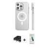 MARSİLYAN™- iPhone 15 Pro Max Kılıf Pusula Minimal Koleksiyonu - Şeffaf Pasifik Cam Ekran Koruyucu + Raze Metal Kamera Lens - GS
