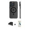 MARSİLYAN™- iPhone 15 Pro Max Kılıf Pusula Minimal Koleksiyonu - Şeffaf Pasifik Cam Ekran Koruyucu + Raze Metal Kamera Lens - GS