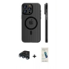 MARSİLYAN™- iPhone 15 Pro Max Kılıf Pusula Minimal Koleksiyonu - Şeffaf Pasifik Cam Ekran Koruyucu + Raze Metal Kamera Lens - LT
