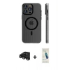 MARSİLYAN™- iPhone 15 Pro Max Kılıf Pusula Minimal Koleksiyonu - Şeffaf Pasifik Cam Ekran Koruyucu + Raze Metal Kamera Lens - SH