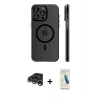 MARSİLYAN™- iPhone 15 Pro Max Kılıf Pusula Minimal Koleksiyonu - Şeffaf Pasifik Cam Ekran Koruyucu + Raze Metal Kamera Lens - GS