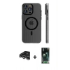 MARSİLYAN™- iPhone 15 Pro Max Kılıf Pusula Minimal Koleksiyonu - Siyah 360 Mat Full Body Arka Koruyucu + Raze Metal Kamera Lens - GS