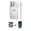 MARSİLYAN™- iPhone 15 Pro Max Kılıf Pusula Minimal Koleksiyonu - Siyah 360 Mat Full Body Arka Koruyucu + PVD Metal Kamera Lens - LT