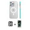 MARSİLYAN™- iPhone 15 Pro Max Kılıf Pusula Minimal Koleksiyonu - Siyah 360 Mat Full Body Arka Koruyucu + PVD Metal Kamera Lens - LT