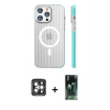 MARSİLYAN™- iPhone 15 Pro Max Kılıf Pusula Minimal Koleksiyonu - Siyah 360 Mat Full Body Arka Koruyucu + PVD Metal Kamera Lens - GI