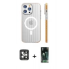 MARSİLYAN™- iPhone 15 Pro Max Kılıf Pusula Minimal Koleksiyonu - Siyah 360 Mat Full Body Arka Koruyucu + PVD Metal Kamera Lens - GI