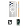 MARSİLYAN™- iPhone 15 Pro Max Kılıf Pusula Minimal Koleksiyonu - Siyah 360 Mat Full Body Arka Koruyucu + PVD Metal Kamera Lens - LT
