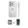 MARSİLYAN™- iPhone 15 Pro Max Kılıf Pusula Minimal Koleksiyonu - Siyah 360 Mat Full Body Arka Koruyucu + PVD Metal Kamera Lens - GS