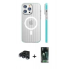 MARSİLYAN™- iPhone 15 Pro Max Kılıf Pusula Minimal Koleksiyonu - Siyah 360 Mat Full Body Arka Koruyucu + Raze Metal Kamera Lens - LT