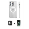MARSİLYAN™- iPhone 15 Pro Max Kılıf Pusula Minimal Koleksiyonu - Siyah 360 Mat Full Body Arka Koruyucu + PVD Metal Kamera Lens - SH