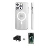 MARSİLYAN™- iPhone 15 Pro Max Kılıf Pusula Minimal Koleksiyonu - Siyah 360 Mat Full Body Arka Koruyucu + Raze Metal Kamera Lens - SH