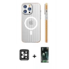 MARSİLYAN™- iPhone 15 Pro Max Kılıf Pusula Minimal Koleksiyonu - Siyah 360 Mat Full Body Arka Koruyucu + PVD Metal Kamera Lens - SH