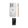 MARSİLYAN™- iPhone 15 Pro Max Kılıf Pusula Minimal Koleksiyonu - Siyah 3D Antistatik Hayalet Cam Ekran Koruyucu