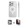MARSİLYAN™- iPhone 15 Pro Max Kılıf Pusula Minimal Koleksiyonu - Siyah 3D Antistatik Mat Seramik Nano Ekran Koruyucu + PVD Metal Kamera Lens - GS