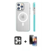 MARSİLYAN™- iPhone 15 Pro Max Kılıf Pusula Minimal Koleksiyonu - Siyah 3D Antistatik Mat Seramik Nano Ekran Koruyucu + PVD Metal Kamera Lens - GS