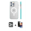MARSİLYAN™- iPhone 15 Pro Max Kılıf Pusula Minimal Koleksiyonu - Siyah 3D Antistatik Mat Seramik Nano Ekran Koruyucu + PVD Metal Kamera Lens - LT