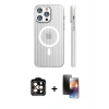 MARSİLYAN™- iPhone 15 Pro Max Kılıf Pusula Minimal Koleksiyonu - Siyah 3D Antistatik Mat Seramik Nano Ekran Koruyucu + PVD Metal Kamera Lens - TU