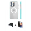 MARSİLYAN™- iPhone 15 Pro Max Kılıf Pusula Minimal Koleksiyonu - Siyah 3D Antistatik Mat Seramik Nano Ekran Koruyucu + Raze Metal Kamera Lens - LT