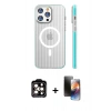 MARSİLYAN™- iPhone 15 Pro Max Kılıf Pusula Minimal Koleksiyonu - Siyah 3D Antistatik Mat Seramik Nano Ekran Koruyucu + PVD Metal Kamera Lens - TU