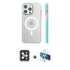 MARSİLYAN™- iPhone 15 Pro Max Kılıf Pusula Minimal Koleksiyonu - Siyah 3D Antistatik Seramik Nano Ekran Koruyucu + PVD Metal Kamera Lens - SH