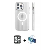 MARSİLYAN™- iPhone 15 Pro Max Kılıf Pusula Minimal Koleksiyonu - Siyah 3D Antistatik Seramik Nano Ekran Koruyucu + PVD Metal Kamera Lens - LT