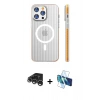 MARSİLYAN™- iPhone 15 Pro Max Kılıf Pusula Minimal Koleksiyonu - Siyah 3D Antistatik Seramik Nano Ekran Koruyucu + Raze Metal Kamera Lens - GS