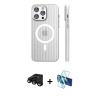 MARSİLYAN™- iPhone 15 Pro Max Kılıf Pusula Minimal Koleksiyonu - Siyah 3D Antistatik Seramik Nano Ekran Koruyucu + Raze Metal Kamera Lens - SH