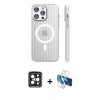 MARSİLYAN™- iPhone 15 Pro Max Kılıf Pusula Minimal Koleksiyonu - Siyah 3D Antistatik Seramik Nano Ekran Koruyucu + PVD Metal Kamera Lens - SH